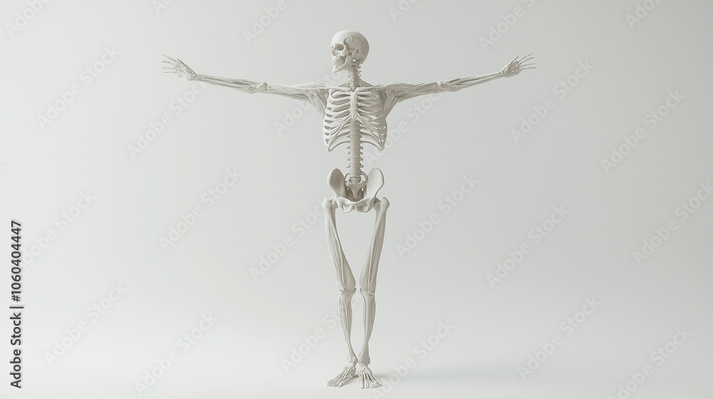 Illustration 3D model of skeleton in different poses on white background Illustration 3D model of skeleton in different poses on white background
