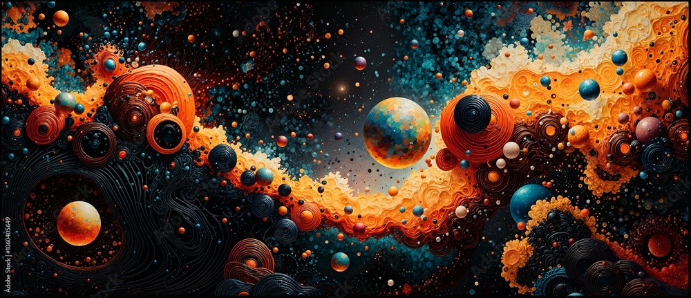 Cosmic Orbs Vibrant Waves Galaxy Artwork Space Exploration Planets Cosmic Orbs Vibrant Waves Galaxy Artwork Space Exploration Planets