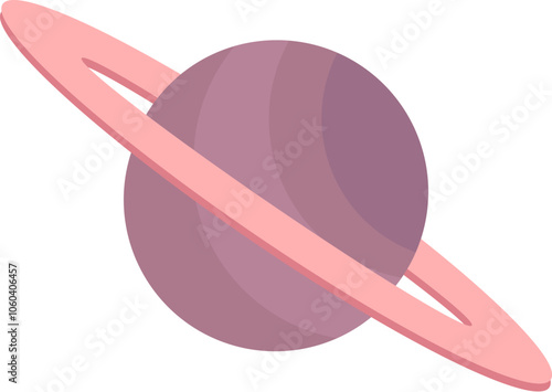 Vector planet with a ring in a cartoon style. Wonders of the cosmos, astronomy science. The illustration is suitable for web design, online shop, print, and social media posts. The icon is isolated on