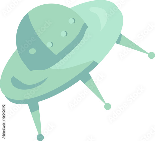 Vector unidentified flying object element in a cartoon style. Mystery of the cosmos, a UFO, Halloween symbol. The illustration is suitable for web design, online shop, print, and social media posts. T