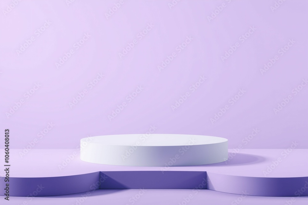 Minimalistic round white podium on pastel purple background.generative AI
Minimalistic round white podium on pastel purple background.generative AI