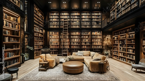 Library Interior with Books...