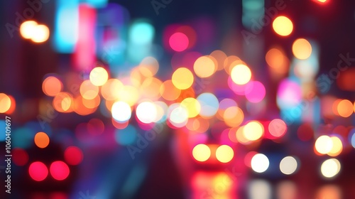 Blurred Lights of City at Night Simple Neutral Background with Free Space for Design