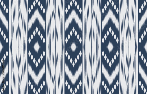 Geometric ethnic oriental ikat seamless pattern  color oriental. Aztec ornament print. Design for background ,curtain, carpet, wallpaper, clothing, wrapping, Batik, vector illustration.