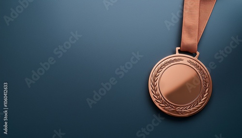 Bronze medal award ribbon mockup with blank space for text and clean background. 3D Rendering