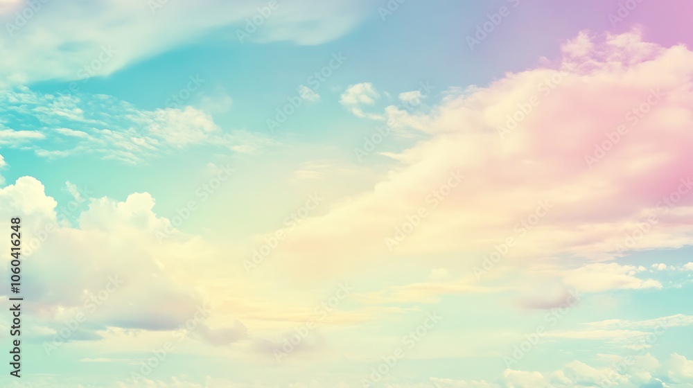 Fototapeta premium Pastel Sky with Clouds Abstract Gradient Background with Copy Space