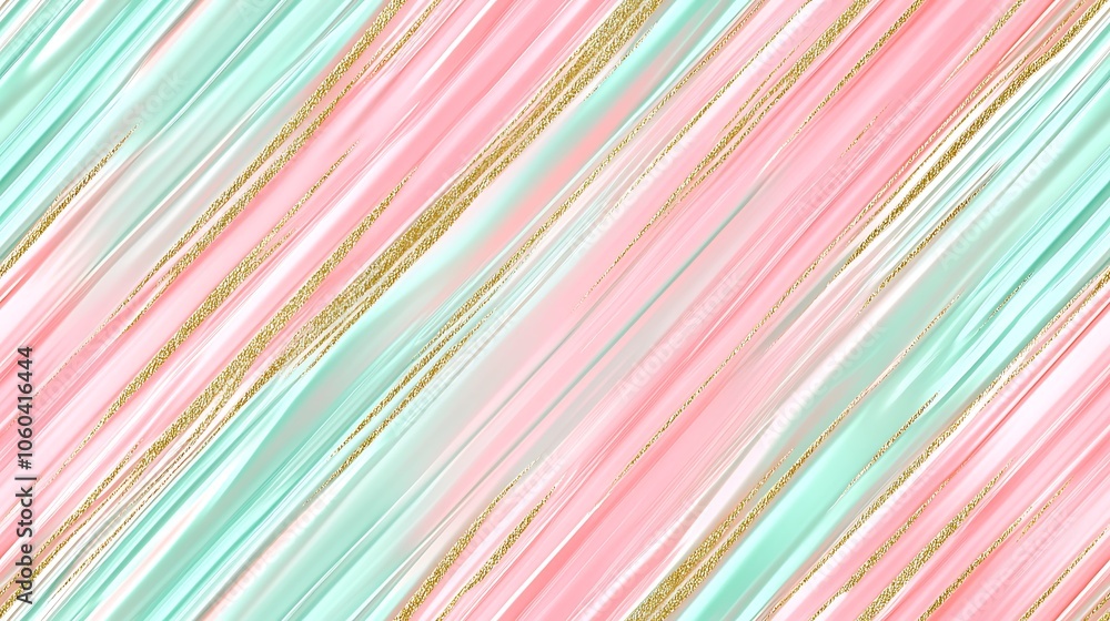 Soft pastel stripes in pink and mint green, with subtle gold line accents in a modern Christmas style, high-gloss finish, smooth lighting with a festive, warm glow, intricate fine details. Soft pastel stripes in pink and mint green, with subtle gold line accents in a modern Christmas style, high-gloss finish, smooth lighting with a festive, warm glow, intricate fine details.