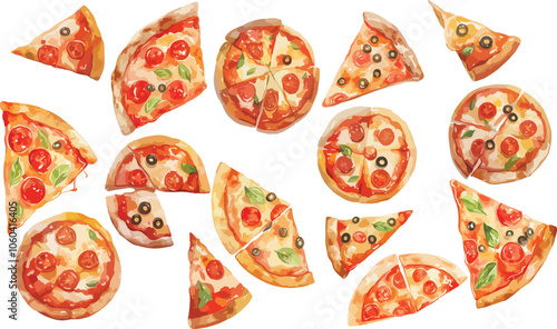 pizza watercolor clipart	
