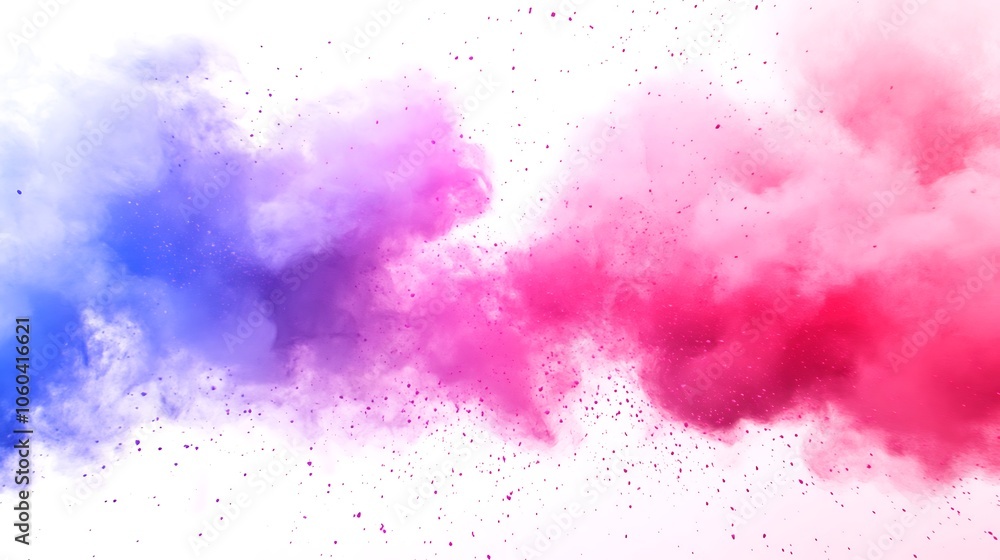 Obraz premium Abstract colorful powder explosion on white background Subtle Blur Background with Space for Custom Text