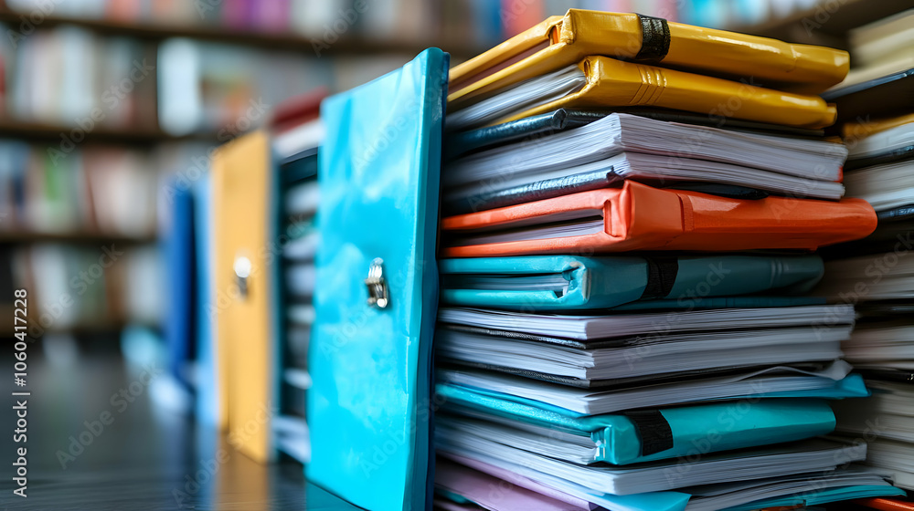 Stack of Colorful Books in Library - Illustration Stack of Colorful Books in Library - Illustration