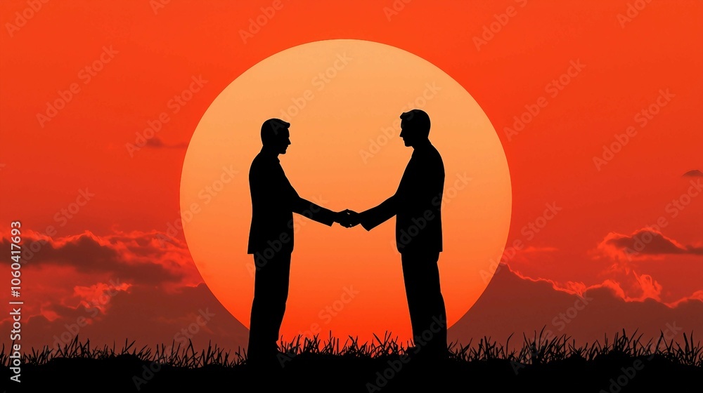 Successful Business Deal at Sunset Meeting Successful Business Deal at Sunset Meeting
