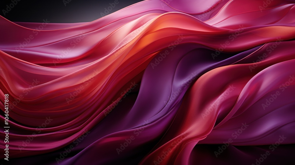 A flowing abstract design of vibrant red and purple fabric-like waves. A flowing abstract design of vibrant red and purple fabric-like waves.