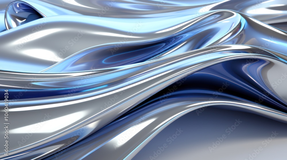 A close-up of flowing metallic surfaces with reflections and curves. A close-up of flowing metallic surfaces with reflections and curves.