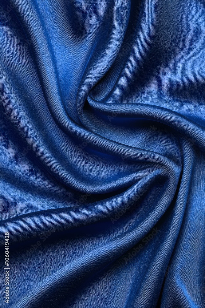 Fototapeta premium Elegant blue satin fabric texture, smooth and luxurious on a white background.