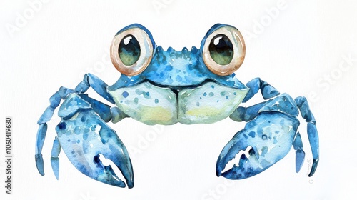 A vibrant illustration of a blue crab, showcasing its unique features and colors, perfect for marine life and ocean-themed projects. photo