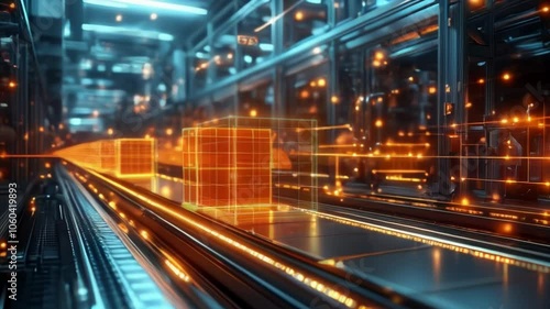 Smart warehouse management system using augmented reality technology to identify package picking and delivery. Future concept of supply chain and logistic busines