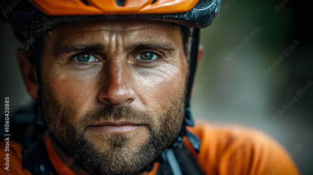 Close-up Portrait of a Man Wearing a Helmet Close-up Portrait of a Man Wearing a Helmet