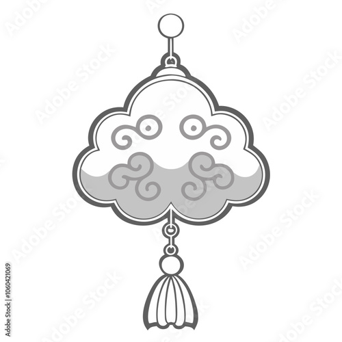 Silver Ornament with Cloud Motifs and Tassels. Perfect for: Chinese New Year, Lunar New Year, Cultural Decor