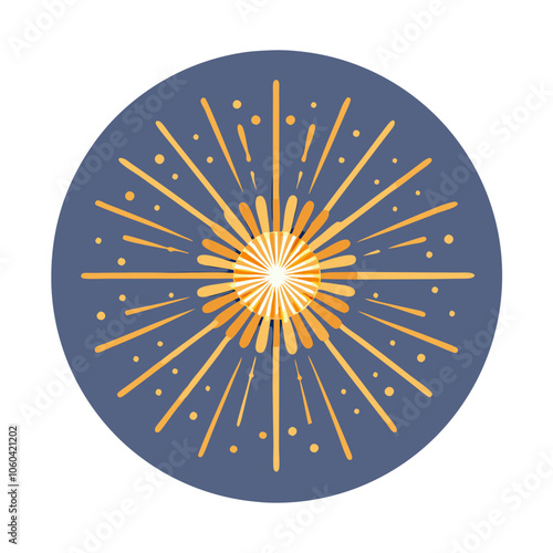 Circular Firework with Light Emission, Festive Display. Perfect for: New Year, Firework Displays, Celebrations