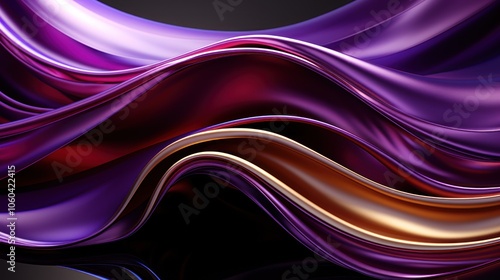 A vibrant display of flowing fabric in rich purple and gold hues, evoking elegance and movement.