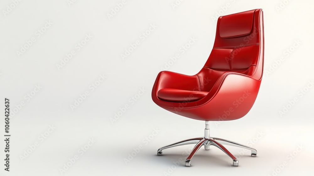 red leather office chair designed for ergonomic support, featuring sleek lines and a polished chrome base. red leather office chair designed for ergonomic support, featuring sleek lines and a polished chrome base.