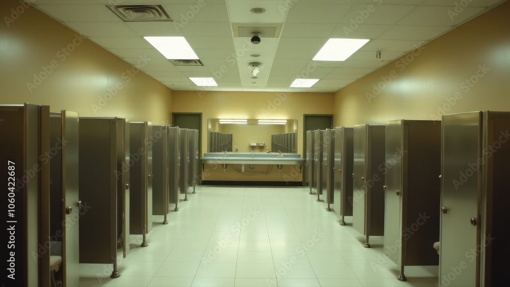School restroom with timeless design approach. School restroom with timeless design approach.
