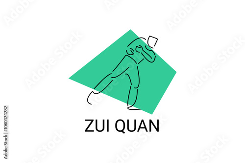 zui quan or "Drunken boxing "  sport vector line icon. sportsman, fighting stance. sport pictogram illustration.