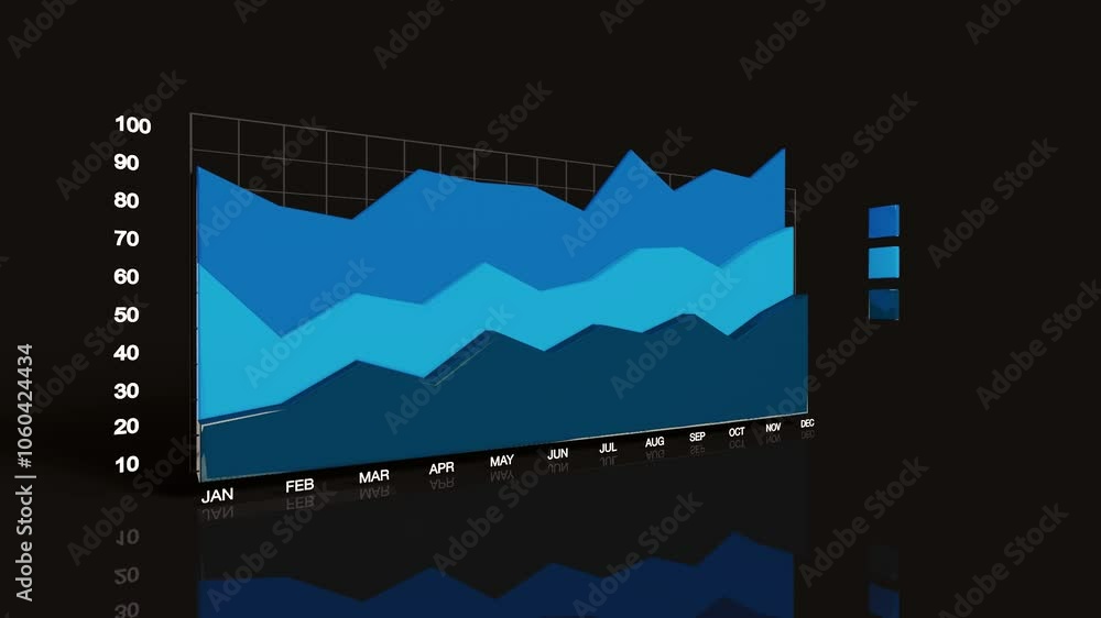Layer Graph and Chart 3D animation, suitable for financial reports ...