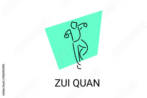 zui quan or "Drunken boxing "  sport vector line icon. sportsman, fighting stance. sport pictogram illustration.