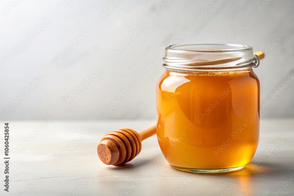 Beautiful Glass Jar of Honey Isolated on White Background, Perfect for Sweet Recipes, Natural Ingredients, Organic Honey, Healthy Lifestyle, and Culinary Uses Beautiful Glass Jar of Honey Isolated on White Background, Perfect for Sweet Recipes, Natural Ingredients, Organic Honey, Healthy Lifestyle, and Culinary Uses