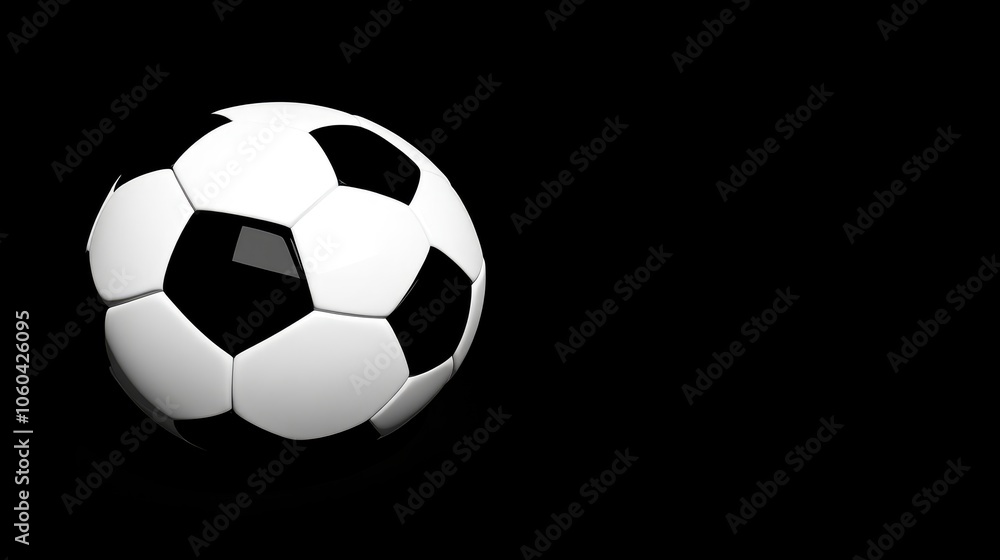 Fototapeta premium Soccer ball on black background
