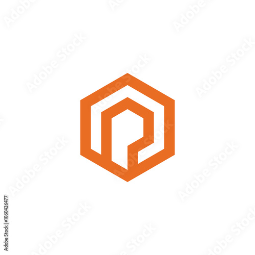 Hexagon Letter P Logo design vector template