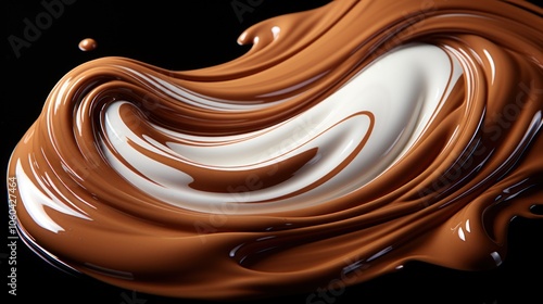 A smooth swirl of chocolate and cream, showcasing rich textures and colors.