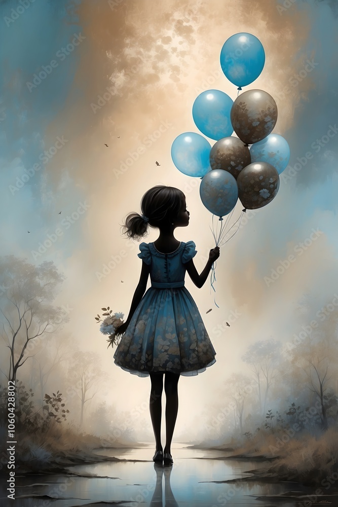 Kleines Mädchen mit Luftballons Kleines Mädchen mit Luftballons