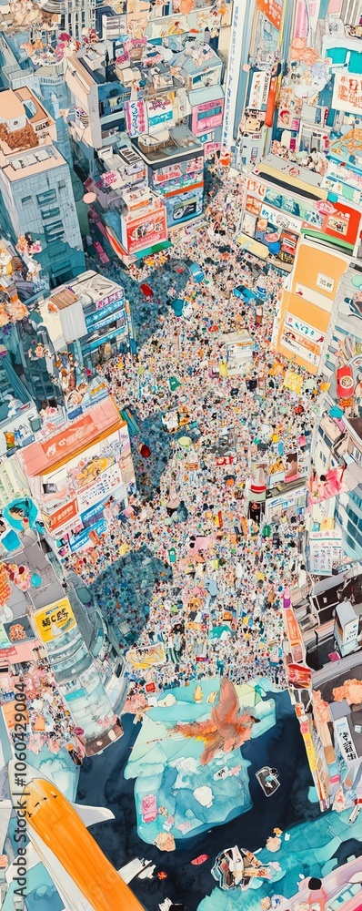 A vibrant birds-eye view collage A vibrant birds-eye view collage