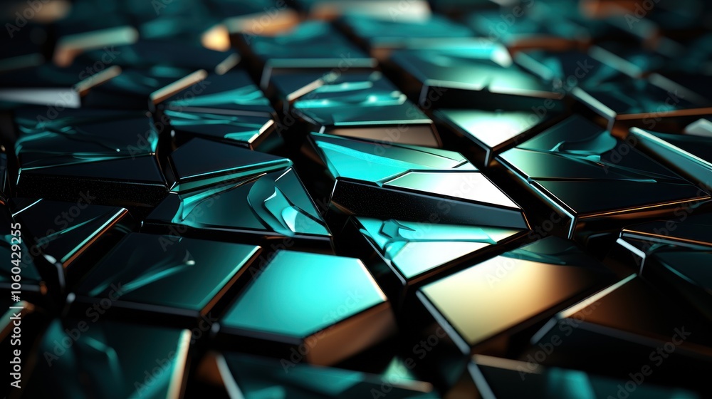 A close-up view of reflective, fragmented surfaces with a blend of teal and orange hues. A close-up view of reflective, fragmented surfaces with a blend of teal and orange hues.
