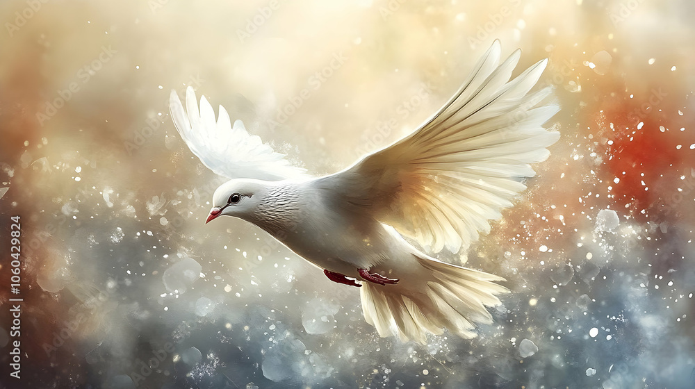 Obraz premium White Dove in Flight Illustration