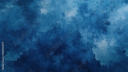 Artistic dark blue watercolor background with a worn-out, grunge texture featuring blotches, rough edges