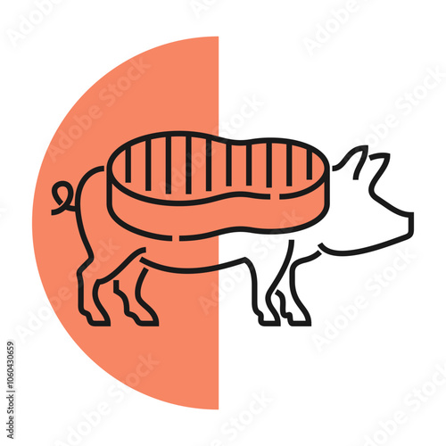 Pig icon in bold line - steaks made from pork meat