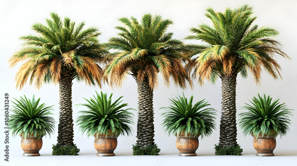 Fototapeta premium 3D Render of Palm Trees in Pots