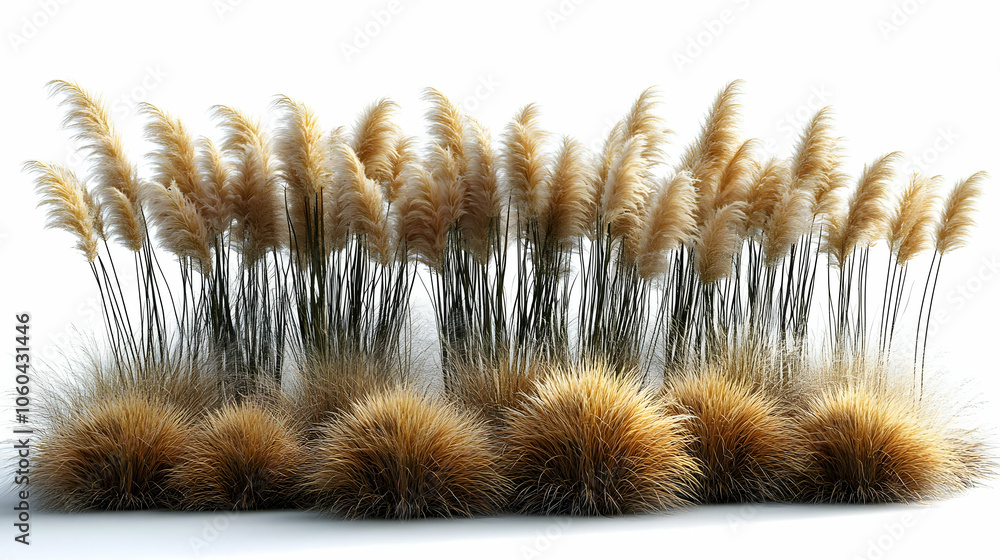 3D Render of Tall Grass With White Background