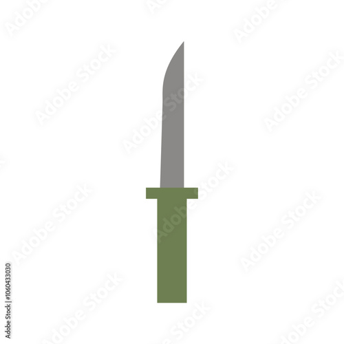 A knife with a green handle. Vector simple color flat illustration.
