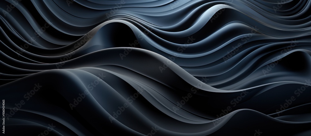 Obraz premium Abstract waves of dark material create a fluid, dynamic visual texture.