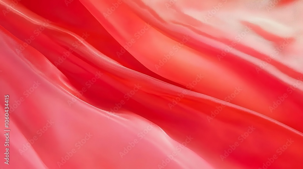 Obraz premium Red Silk Fabric Background Texture Minimalist White Background with Space for Text