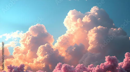 Pink and Blue Sky Clouds Il...