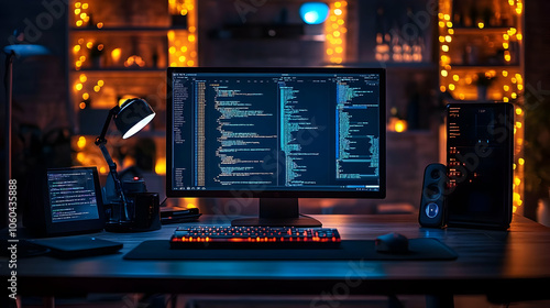 Computer Desktop With Code ...