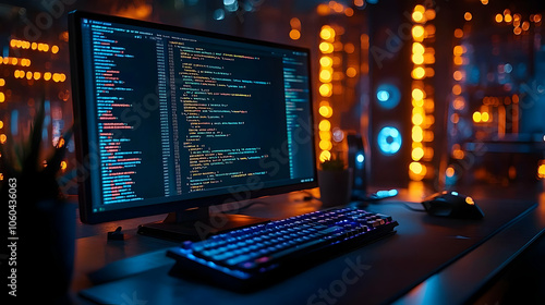 Computer Screen with Code a...