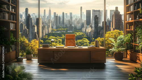 Office Interior with City V...