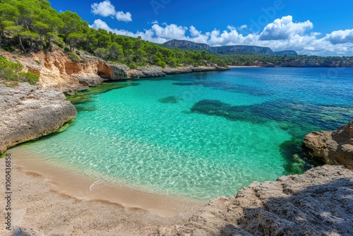 Kleine, aber feine Wanderung zum Felsentor Es Pontàs und der Küstenstadt Santanyí im Süden der Balleareninsel Mallorca - Spanien. Beautiful simple AI generated image photo