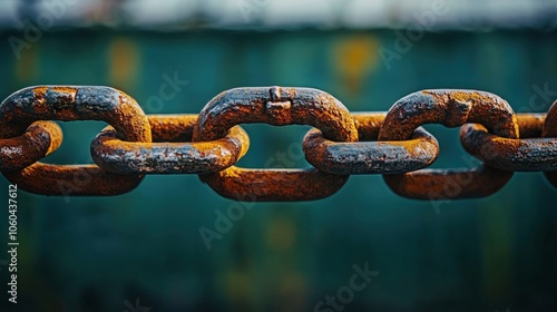 Closeup of Rusty Chain Links